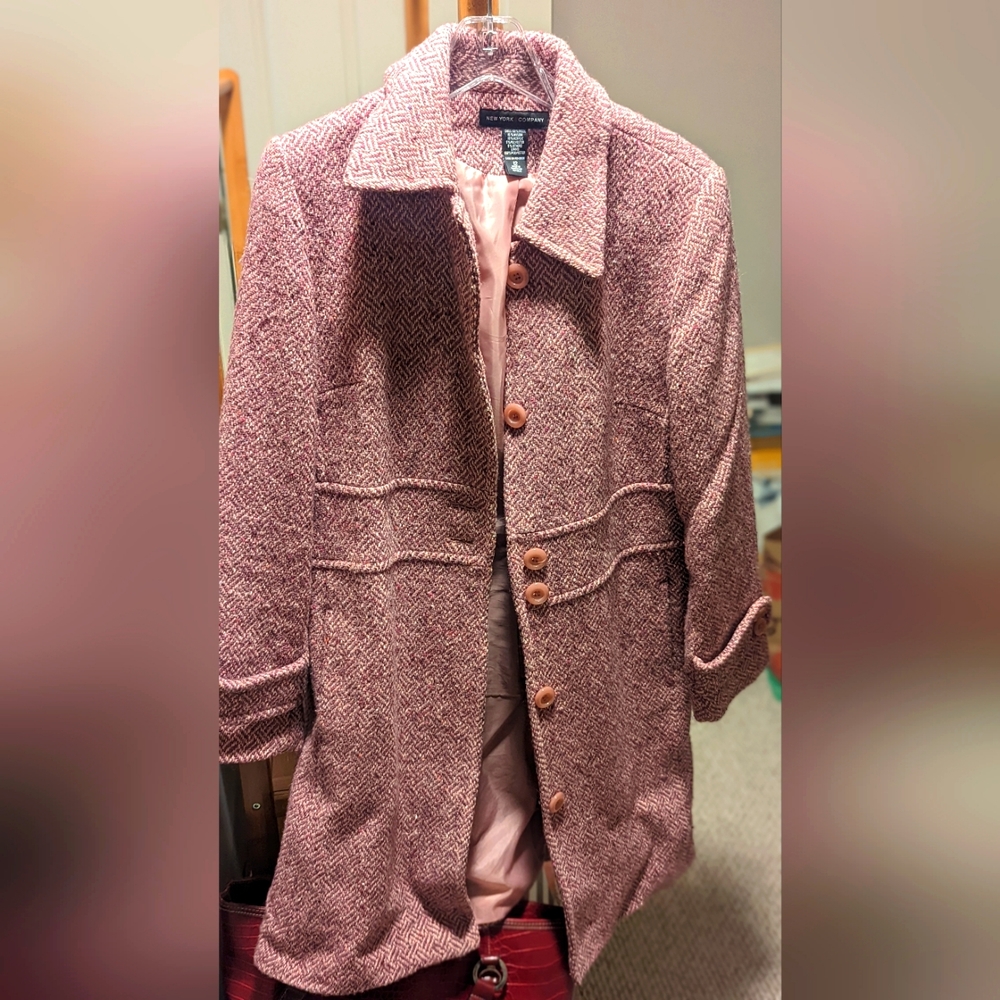 New York and Co Pink Tweed long coat
